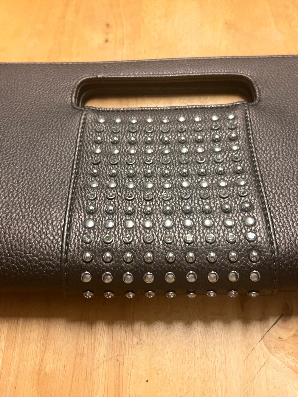 Studded Brown Leather Clutch